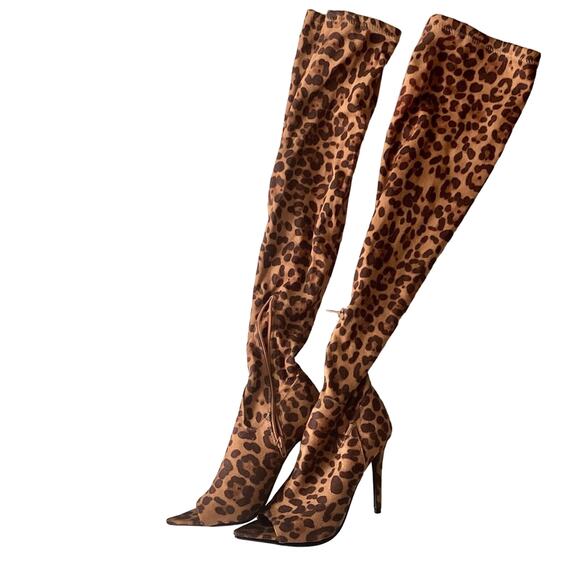 NWOT Anne Michelle Thigh High Peep Toe Stilettos - Picture 4 of 10